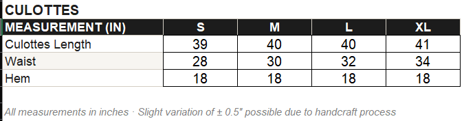 KOB-08 Pants Size Guide