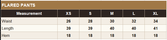 KO-02 Pants Size Guide