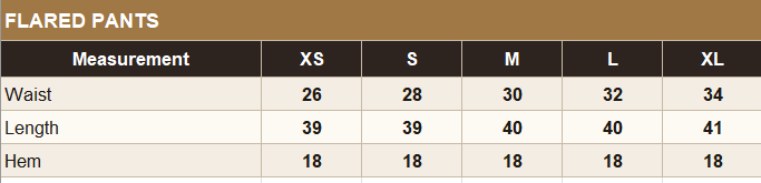 KO-03 Pants Size Guide