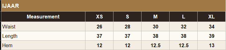 KO-09 Pants Size Guide
