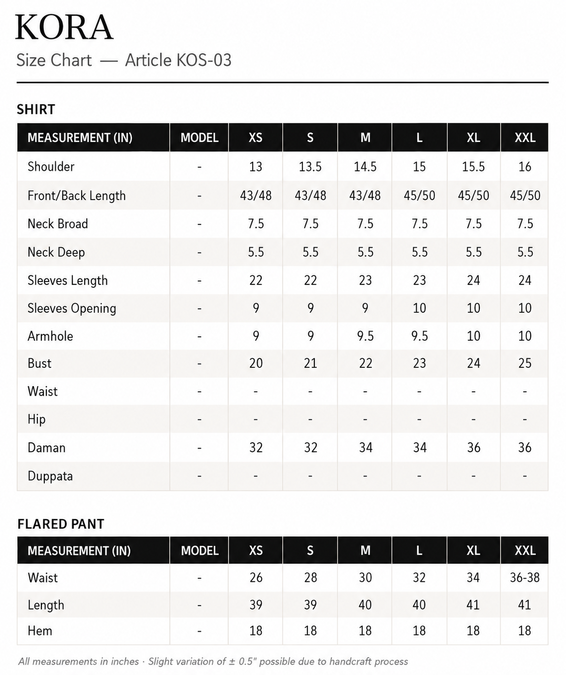 Size Guide