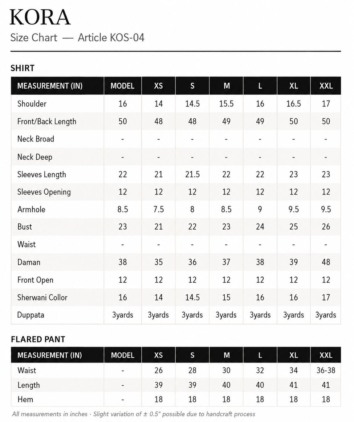 Size Guide