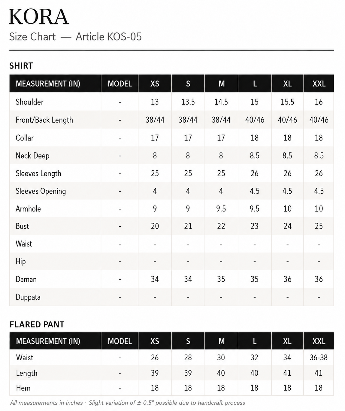 Size Guide