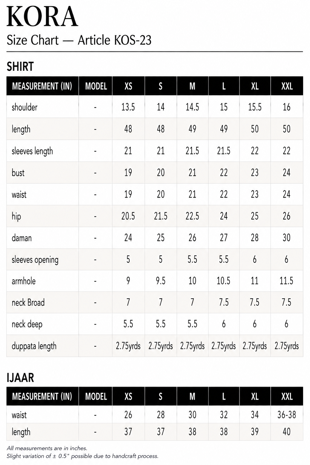 Size Guide